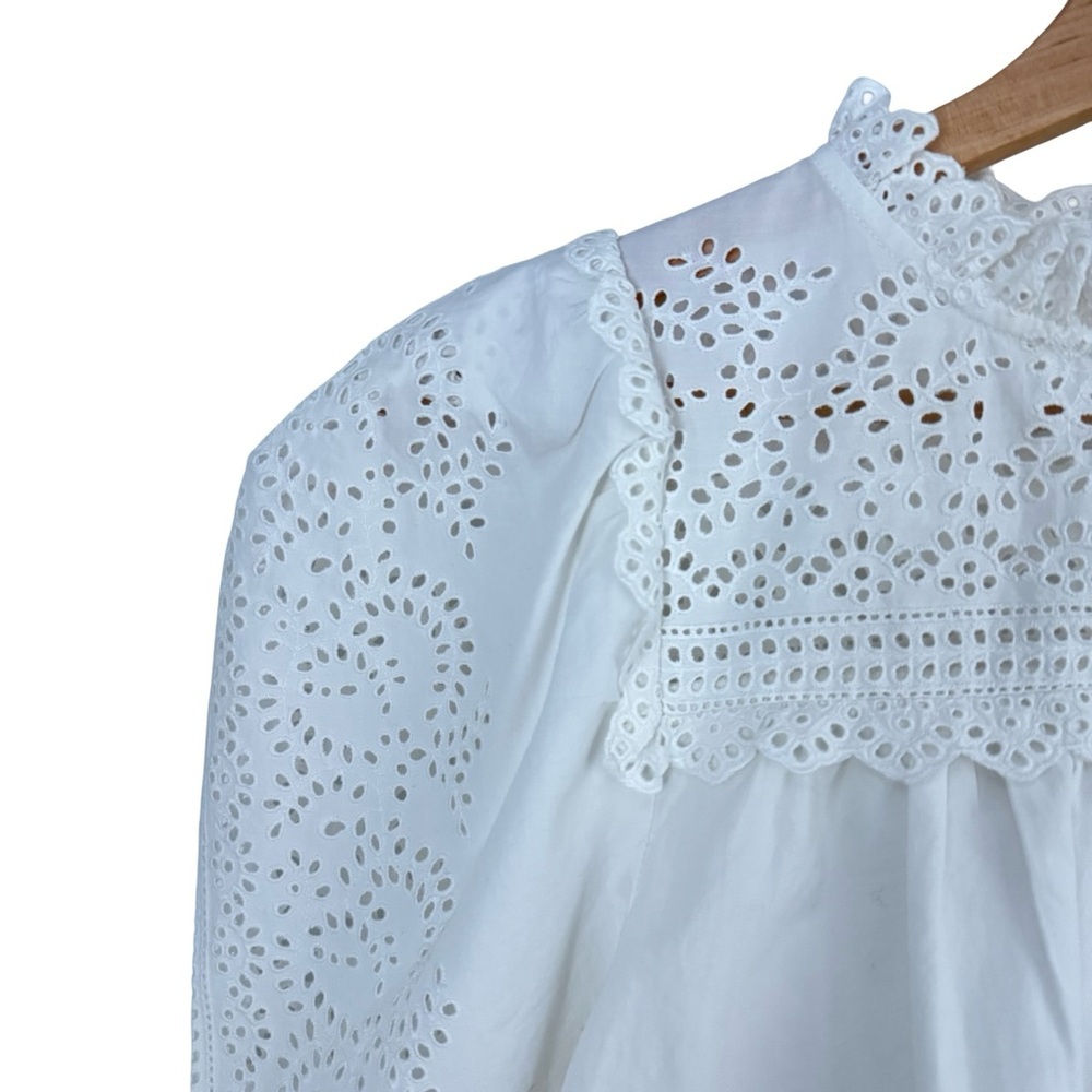 Ulla Johnson Yvonne Broderie Anglaise Cotton-poplin Blouse - White Sz 0 - Picture 7 of 10